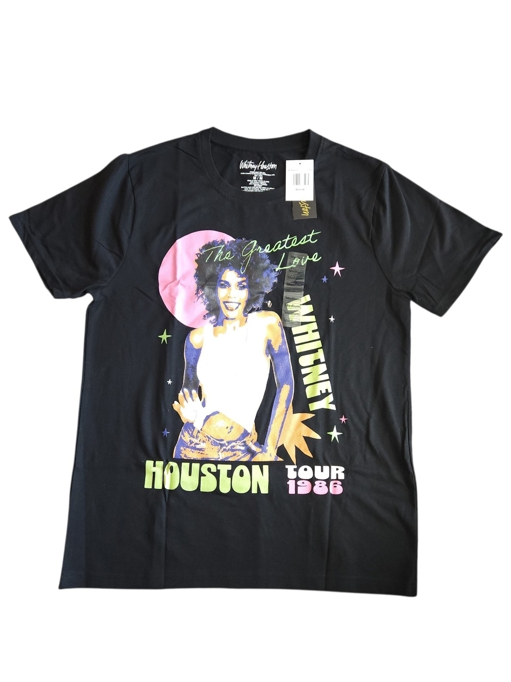 Whitney Houston Black Graphic Tour Tee - 'The Greatest Love'